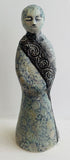 Sculpture: Contemplative Figure in Blues and Charcoal