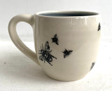 Bee Ware Porcelain Pottery Mug with Blue Liner Glaze