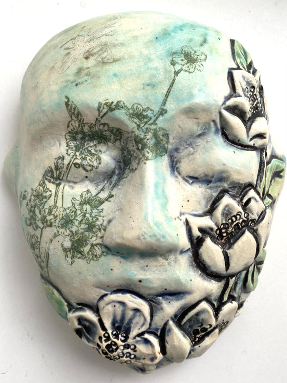 Wall Work: Meditation Mask with Apple Blossoms & Bee