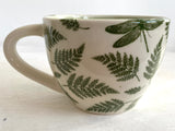 Porcelain Pottery Latte Mug Dragonflies and Ferns/NEW SHAPE