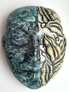 Wall Work: Meditation Mask with Lotus Pattern and Carved Leaves (Right)