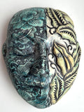 Wall Work: Meditation Mask with Lotus Pattern and Carved Leaves (Right)