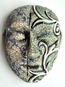Wall Work: Meditation Mask with Rococco Flowers and Carved Arabesque Right