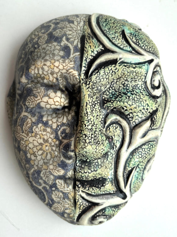 Wall Work: Meditation Mask with Rococco Flowers and Carved Arabesque Right