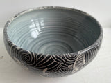 Porcelain Pottery Bowl with Koi in Swirling Water