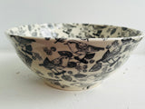 Porcelain Pottery Bowl with Black Birds & Grapes