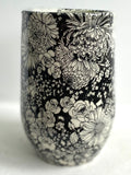 Porcelain Pottery Vase with Dahlias/Green Liner