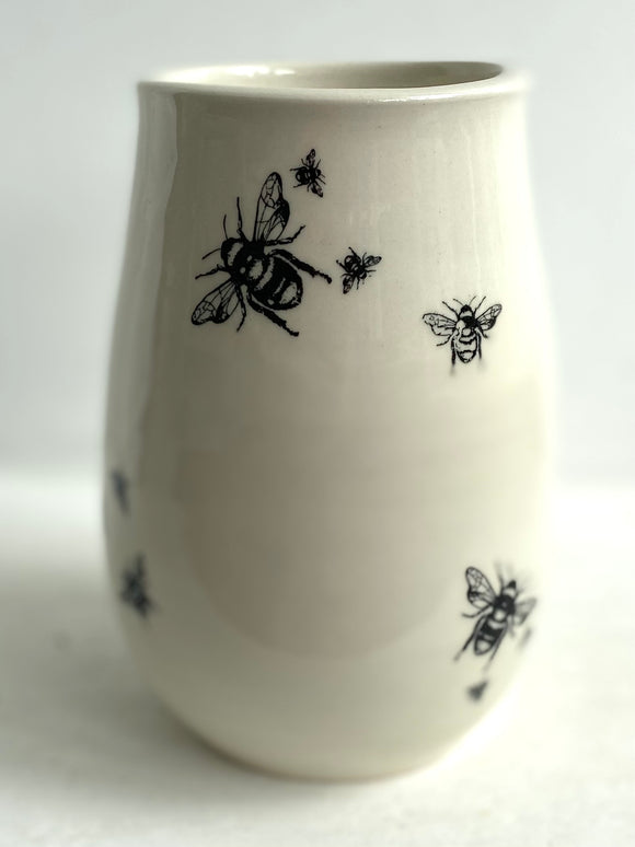 Bee Ware Porcelain Pottery Vase Teardrop Shape