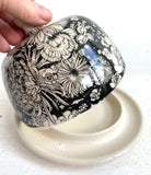 Butter Dish with Dahlias