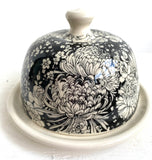 Butter Dish with Dahlias