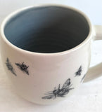 Bee Ware Porcelain Pottery Mug with Blue Liner Glaze