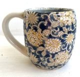 Porcelain Pottery Rococco Mug with Blue Liner Glaze