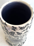 Porcelain Pottery Vase with Black Lotus Flowers in an Arabesque