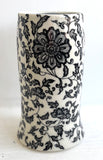 Porcelain Pottery Vase with Black Lotus Flowers in an Arabesque