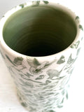 Porcelain Pottery Vase with Green Birds and Bees