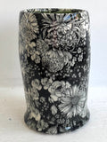 Porcelain Pottery Vase with Dahlias/Green Liner