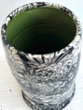 Porcelain Pottery Vase with Dahlias/Green Liner