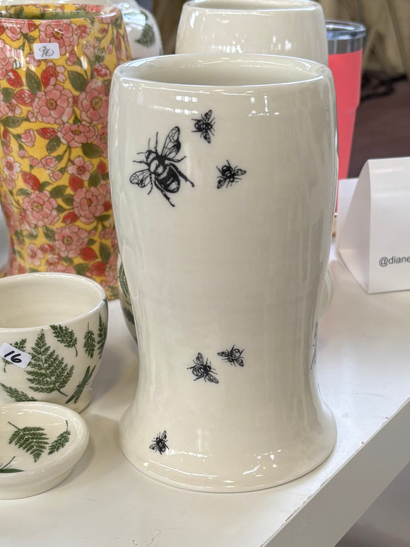 Bee Ware Porcelain Pottery Vase Tall