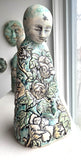 Sculpture: "Still" Meditation Figure with Peonies