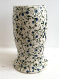 Porcelain Pottery Vase with Blue Roses on Green Vines