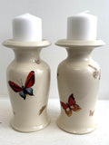 Porcelain Pottery Candleholder Set  with Butterflies in 22k gold