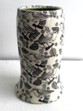 Porcelain Pottery Vase with Black birds and grapes