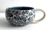 Porcelain Pottery Latte/Flat White Mug Blue Arabesque/NEW SHAPE