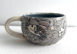 Porcelain Pottery Latte/Flat White Mug Koi/NEW SHAPE