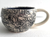 Porcelain Pottery Latte/Flat White Mug Chrysanthemums/NEW SHAPE