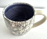 Porcelain Pottery Mug  with Chrysanthemums/Purple Liner