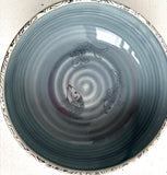 Porcelain Pottery Bowl with Koi Black Pattern/Blue Liner Glaze