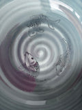Porcelain Pottery Bowl with Koi Black Pattern/Blue Liner Glaze