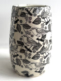 Porcelain Pottery Vase with Black birds and grapes