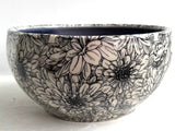 Porcelain Pottery Bowl with Chrysanthemums Decoration/Purple Liner
