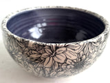 Porcelain Pottery Bowl with Chrysanthemums Decoration/Purple Liner