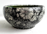 Porcelain Pottery Bowl with Dahlias/Green Liner