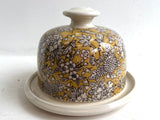 Butter Dish with White Flowers on Golden Ground NEW
