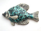 Wall Fish: Freshwater Crappie with Arabesque Floral Pattern Left Facing in Blue