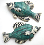 Wall Fish: Freshwater Crappie with Floral Pattern Left Facing in Teal