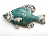 Wall Fish: Freshwater Crappie with Floral Pattern Left Facing in Teal