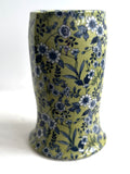 Porcelain pottery Vase with Blue Flowers on Green NEW/1