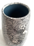 Porcelain Pottery Vase with Koi in Waves