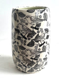 Porcelain Pottery Vase with Black birds and grapes