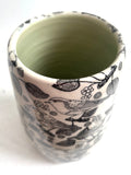 Porcelain Pottery Vase with Black birds and grapes