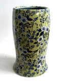 Porcelain pottery Vase with Blue Flowers on Green NEW/1