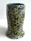 Porcelain pottery Vase with Blue Flowers on Green NEW/2