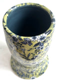 Porcelain pottery Vase with Blue Flowers on Green NEW/2