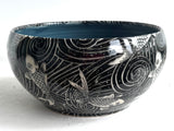 Porcelain Pottery Bowl with Koi in Swirling Water