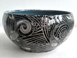 Porcelain Pottery Bowl with Koi in Swirling Water