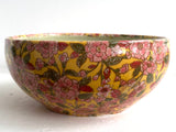 Porcelain Pottery BOWL with Pink flowers on a Yellow Ground NEW